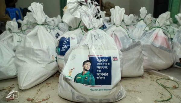 Shakib provides food aid to 350 Bogura families