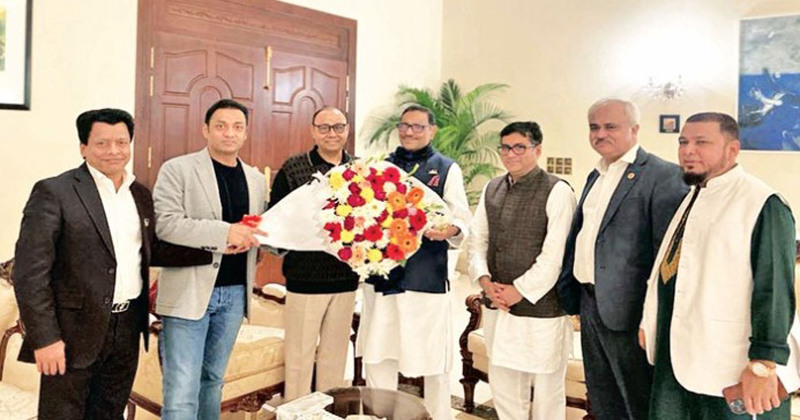 Obaidul Quader pays a courtesy visit to Bashundhara Group Chairman-MD